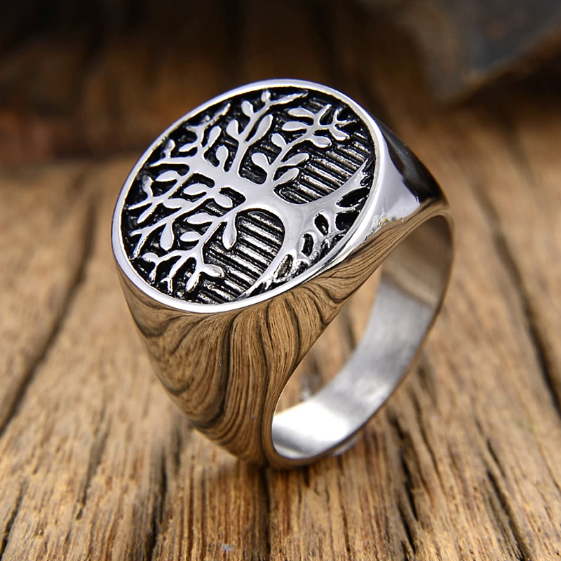 Mens Signet Ring - Classic Tree of Lift Signet Ring