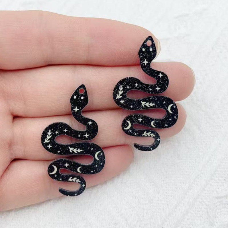 Jewelry & Watches Store - 10pcs Acrylic Moon Pattern Black Snake