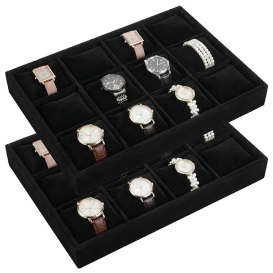 Jewelry Watches For Men - 2 PCS Watch Tray, 12 Grid