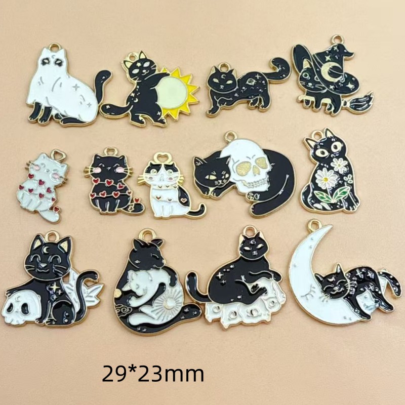 Jewelry & Watches Review - 10pcs Original Alloy Enamel Black Cat