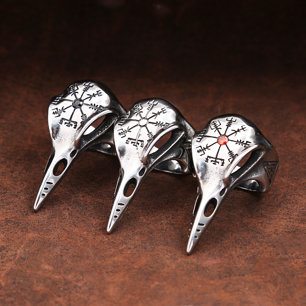 Gothic Skull Ring - Gothic Vintage Odin Crow Skull Ring