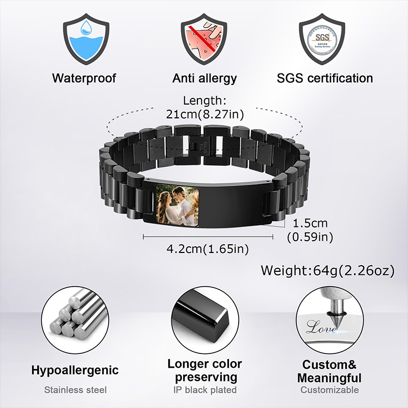 Custom Picture Text Bracelet W – обзор и цена Jewelry Watches For Men