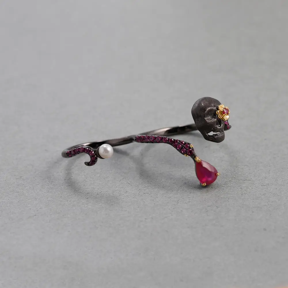 GEM'S BALLET Natural Ruby Gems – обзор и цена Gothic Skull Ring