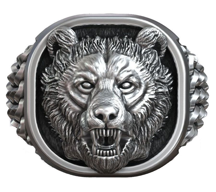 22g Viking Bear Head Nordic Or – обзор и цена Mens Signet Ring