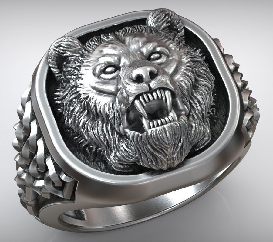 22g Viking Bear Head Nordic Or – обзор и цена Mens Signet Ring