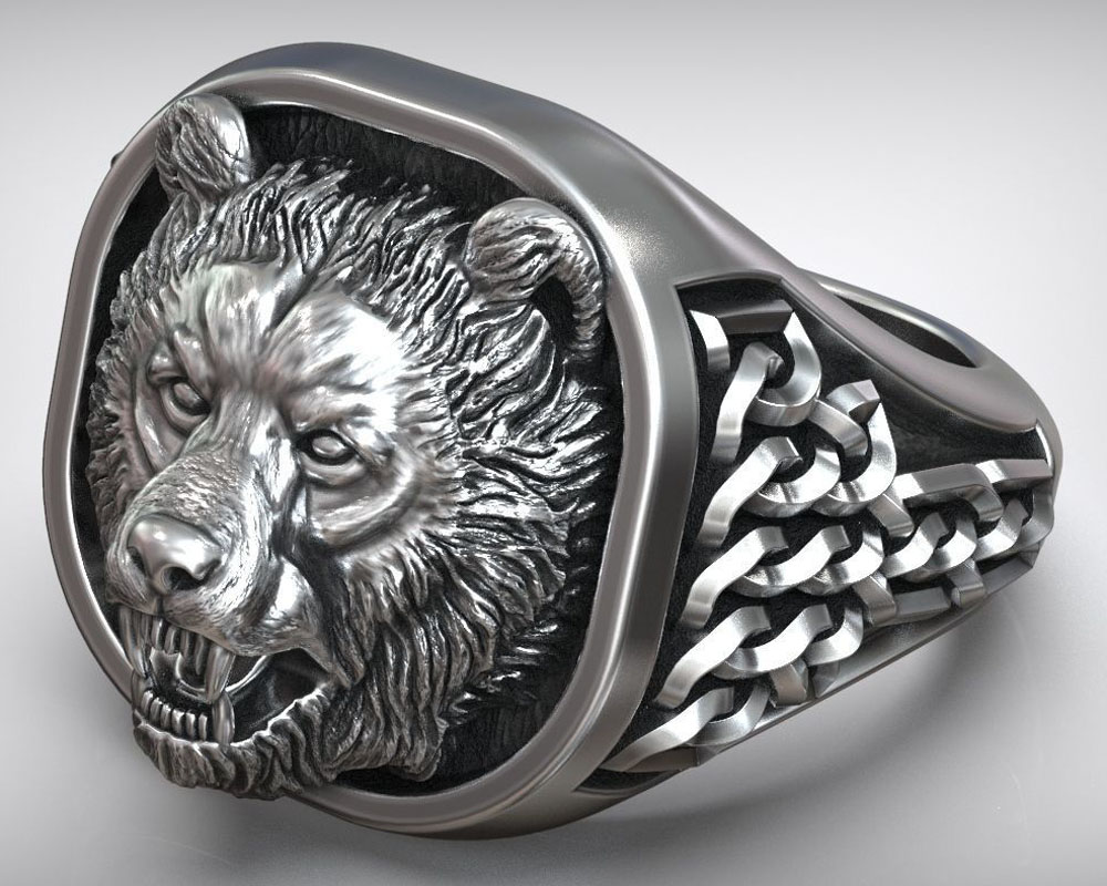 22g Viking Bear Head Nordic Or – обзор и цена Mens Signet Ring