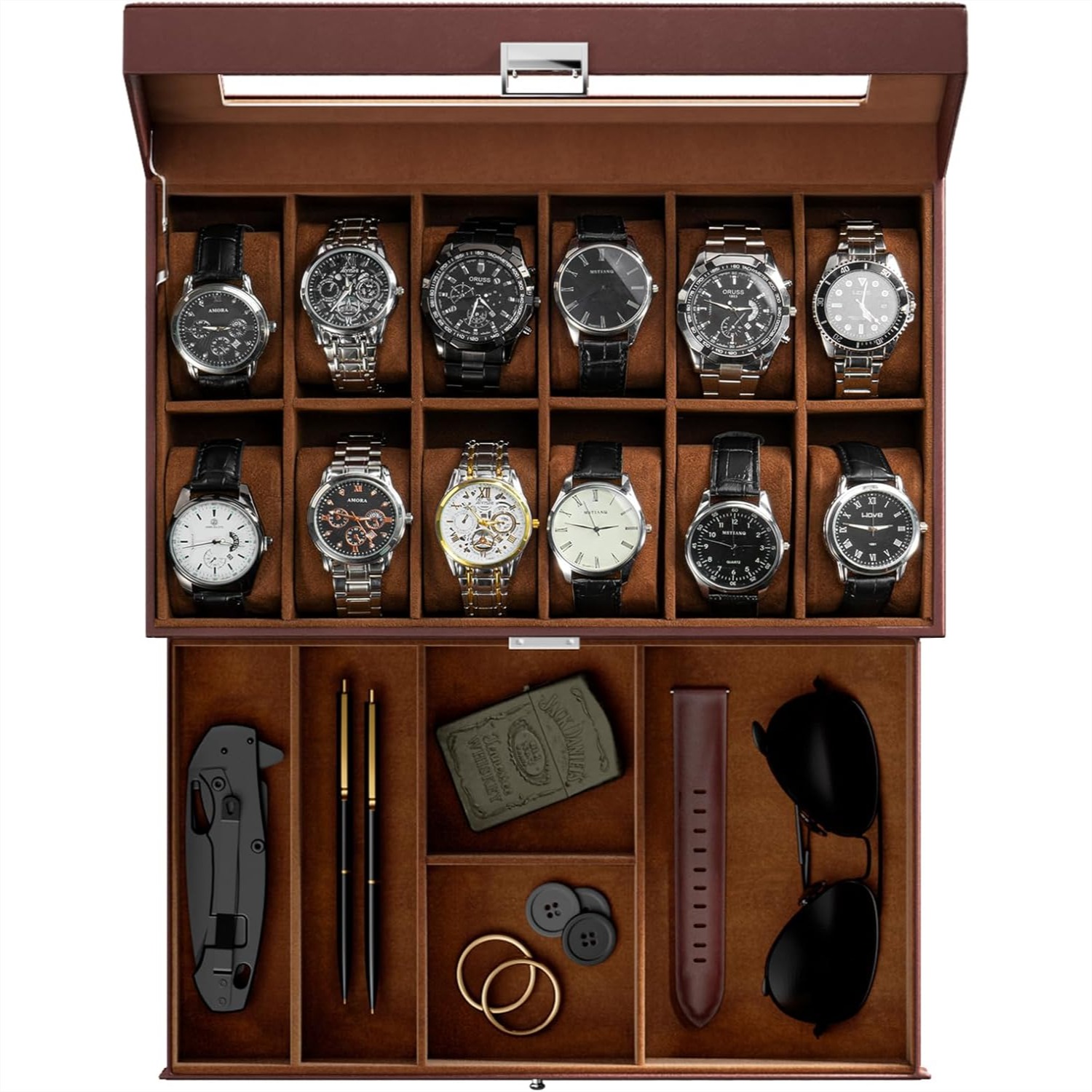 12 Slot Watch Box with Drawer, – обзор и цена Jewelry Watches For Men