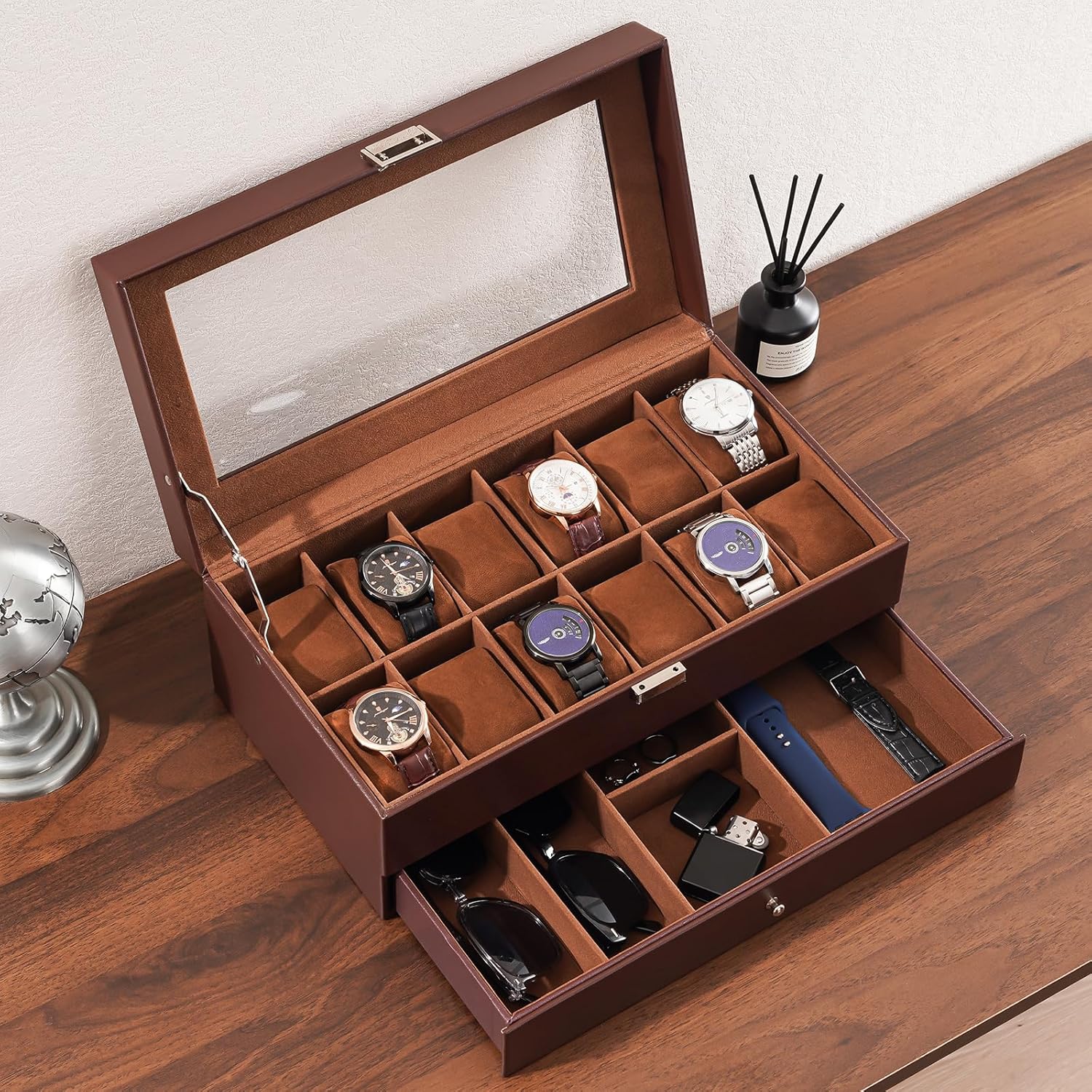12 Slot Watch Box with Drawer, – обзор и цена Jewelry Watches For Men