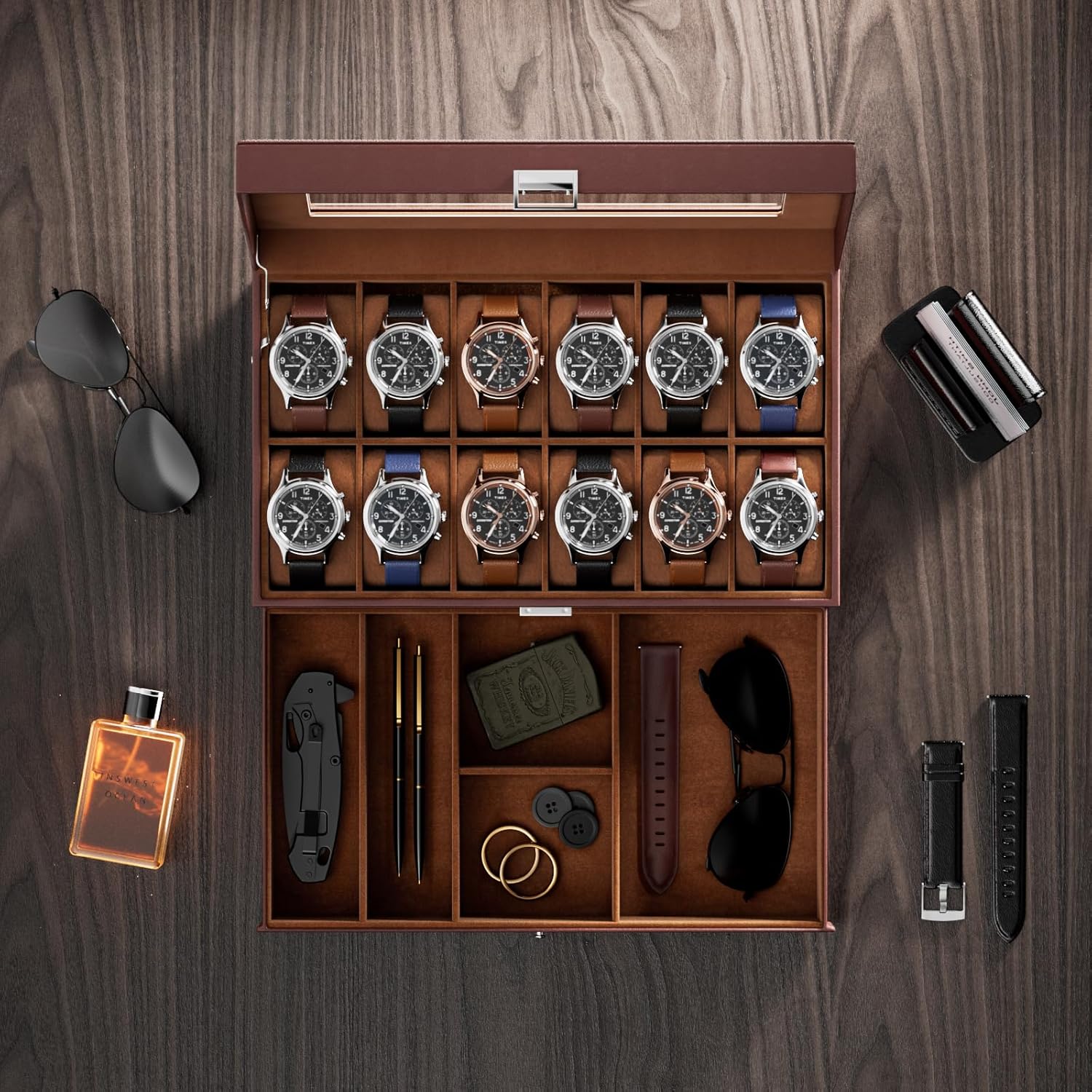 12 Slot Watch Box with Drawer, – обзор и цена Jewelry Watches For Men