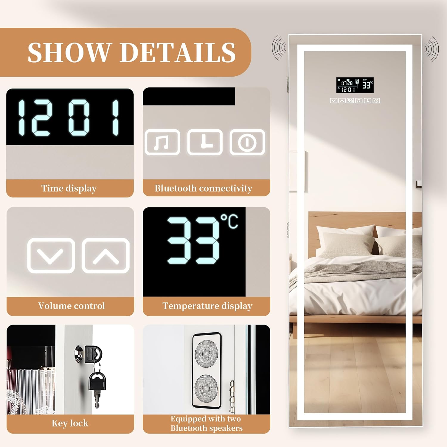 LED Mirror Jewelry Cabinet wit – обзор и цена Jewelry & Watches Review