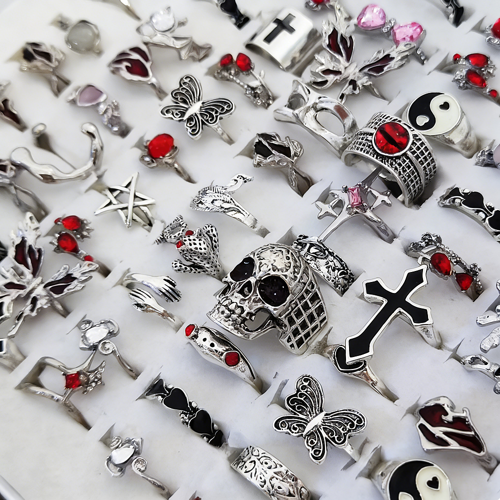  8/10/15/20Pieces Retro Gothi – обзор и цена Gothic Skull Ring