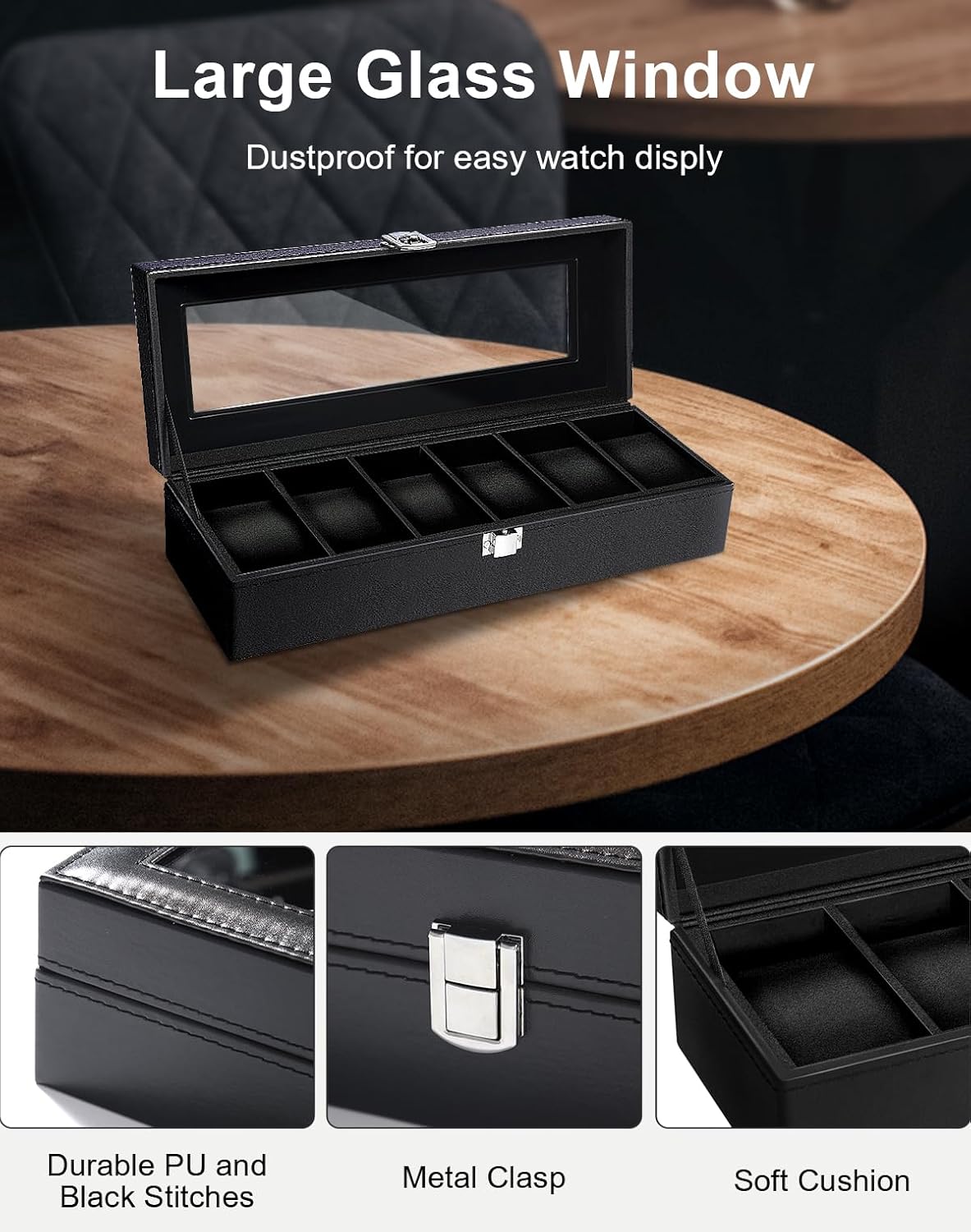 6 Slot Watch Box with Glass Li – обзор и цена Jewelry Watches For Men