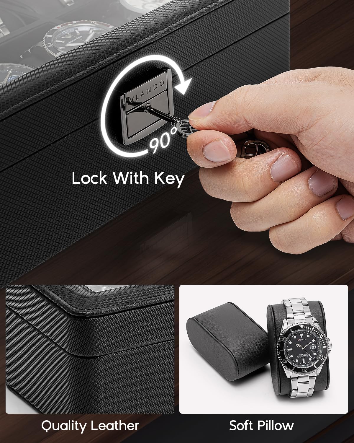 6-Slot Watch Case with Glass L – обзор и цена Jewelry Watches For Men