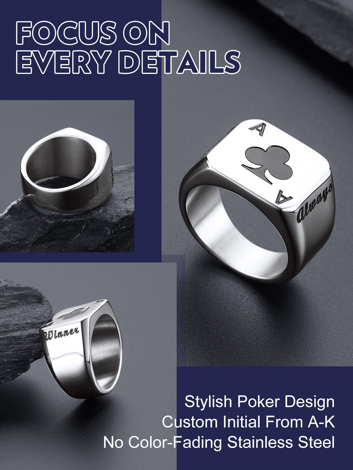 U7 Customized Square Rectangle – обзор и цена Mens Signet Ring