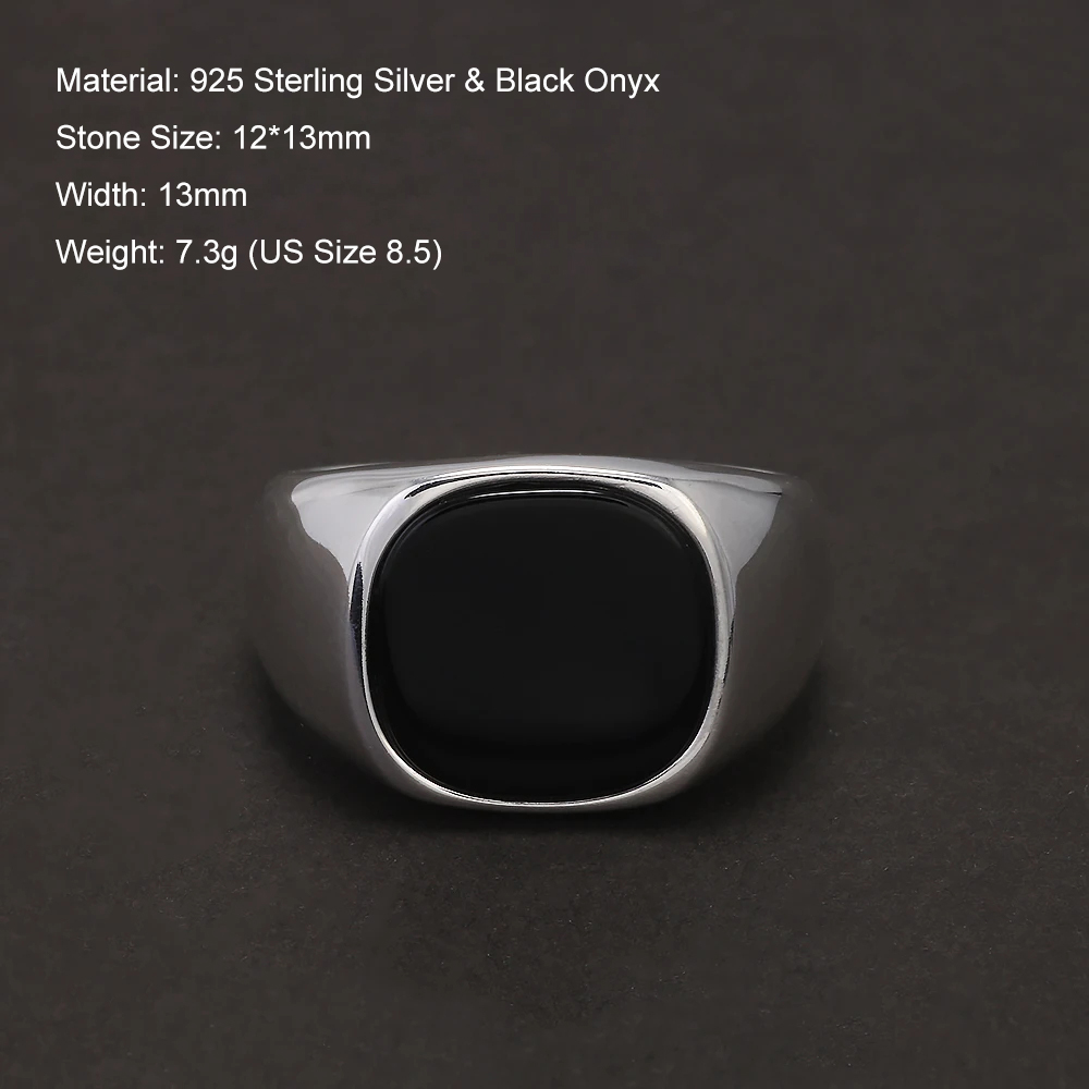 S925 Sterling Silver Black Ony – обзор и цена Mens Signet Ring